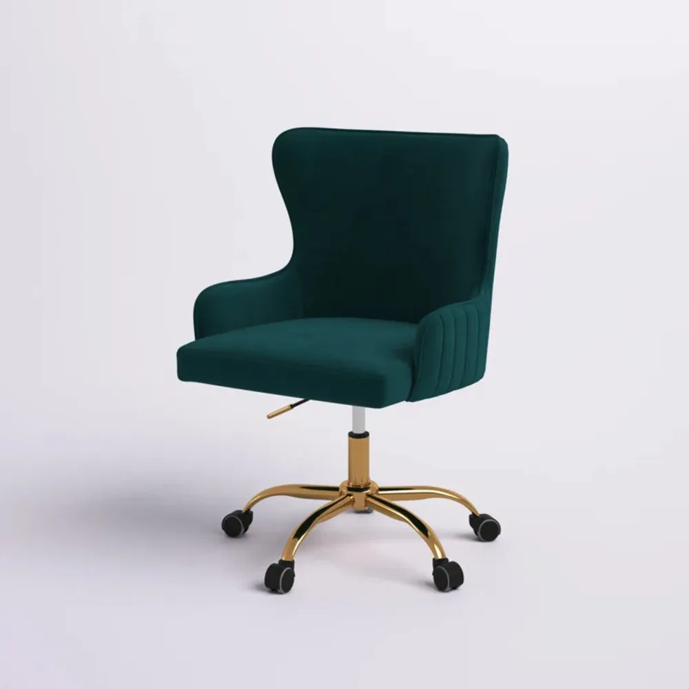 Luxury Emerald Velvet Armchair With Golden Base Single Piece