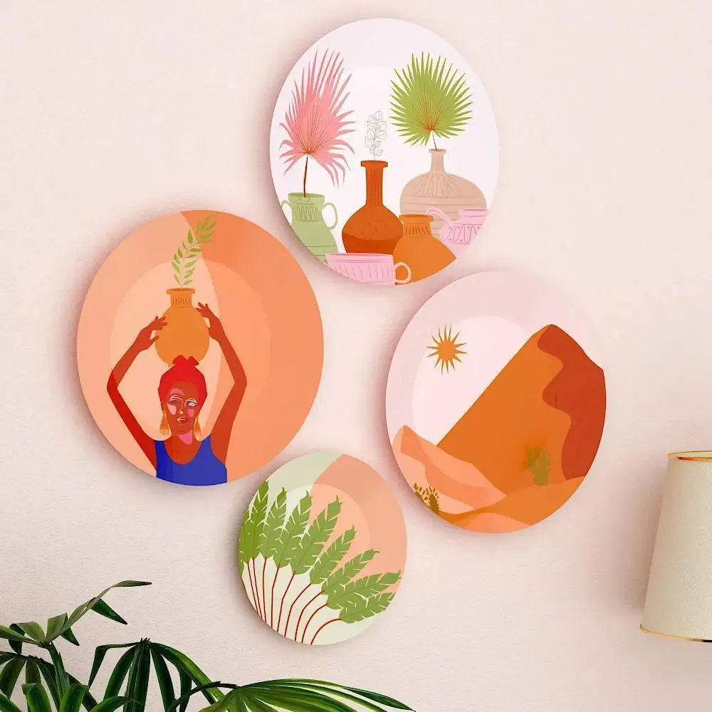 Luxury Finish Ceramic Wall Plates With Different Scenery Art , Wall Hanging Plate