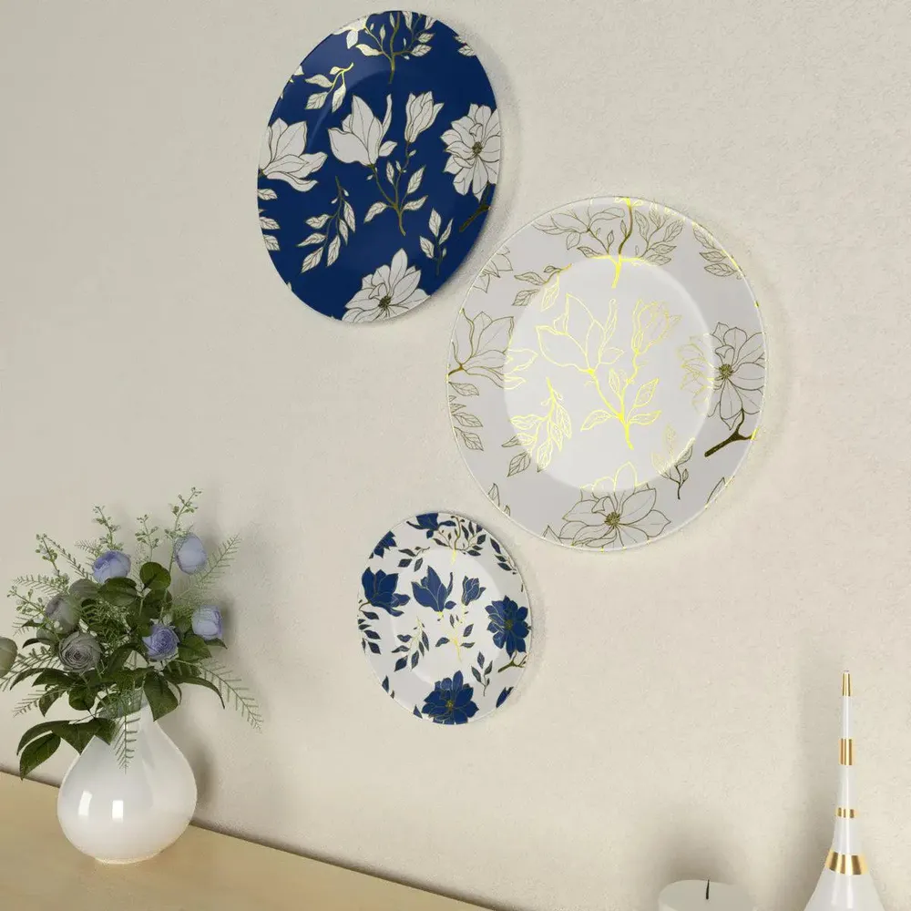 Luxury Floral Design Ceramic Wall Plates, Wall Hanging Plate