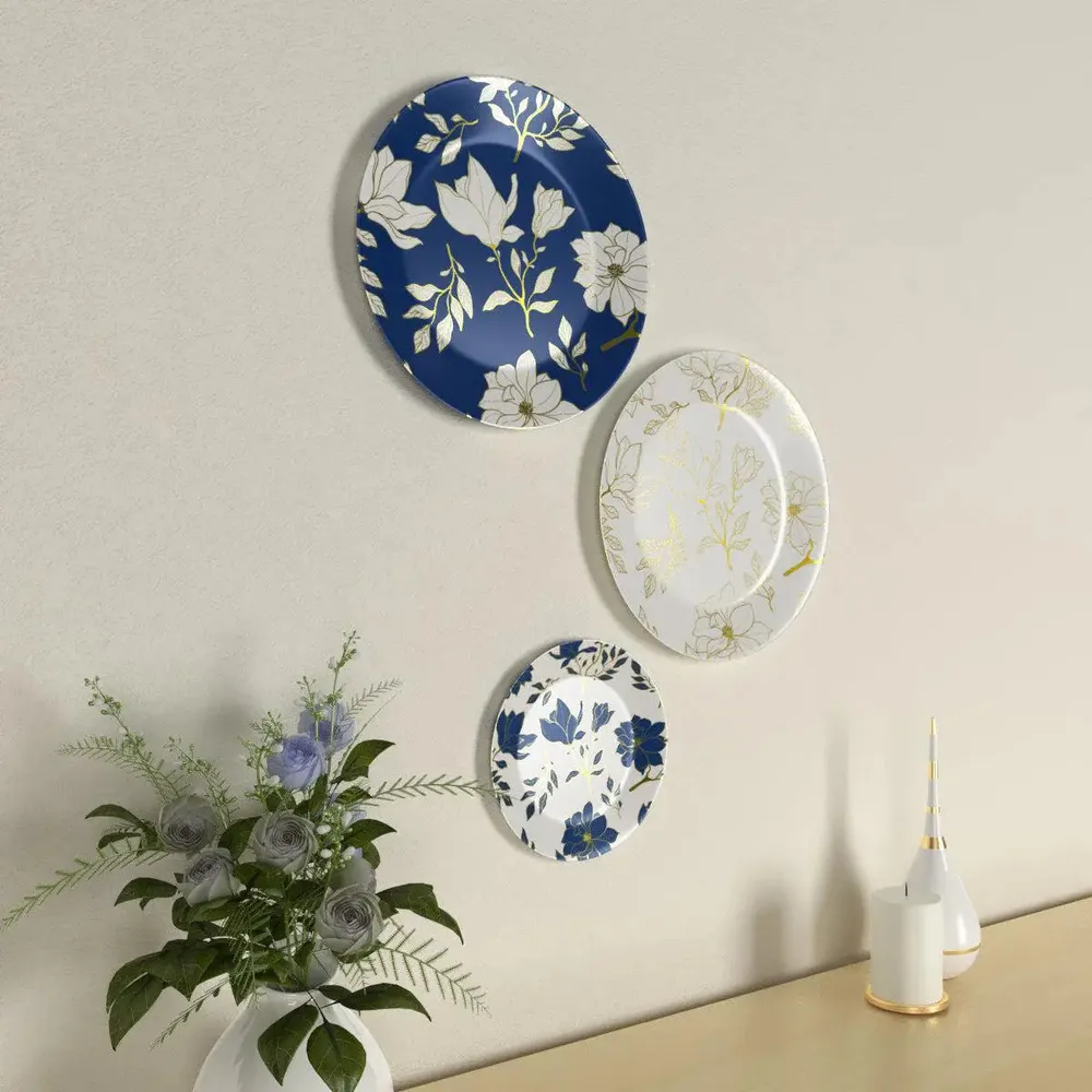 Luxury Floral Design Ceramic Wall Plates, Wall Hanging Plate