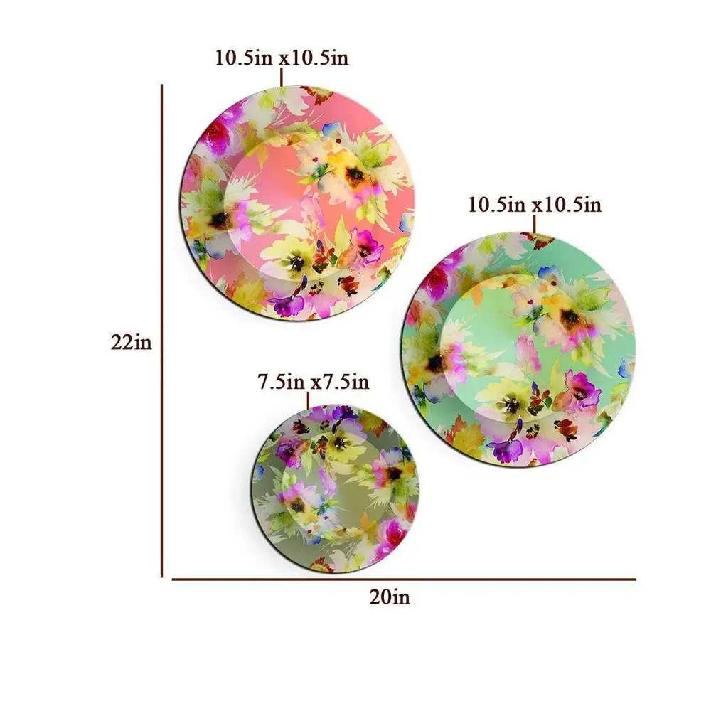 Luxury Floral Design Ceramic Wall Plates, Wall Hanging Plate Set