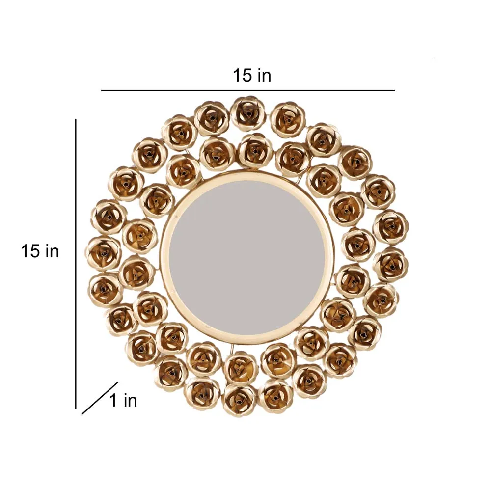 Luxury Golden Floral Edge Decorative Mirror Wall Decor Set Of 2