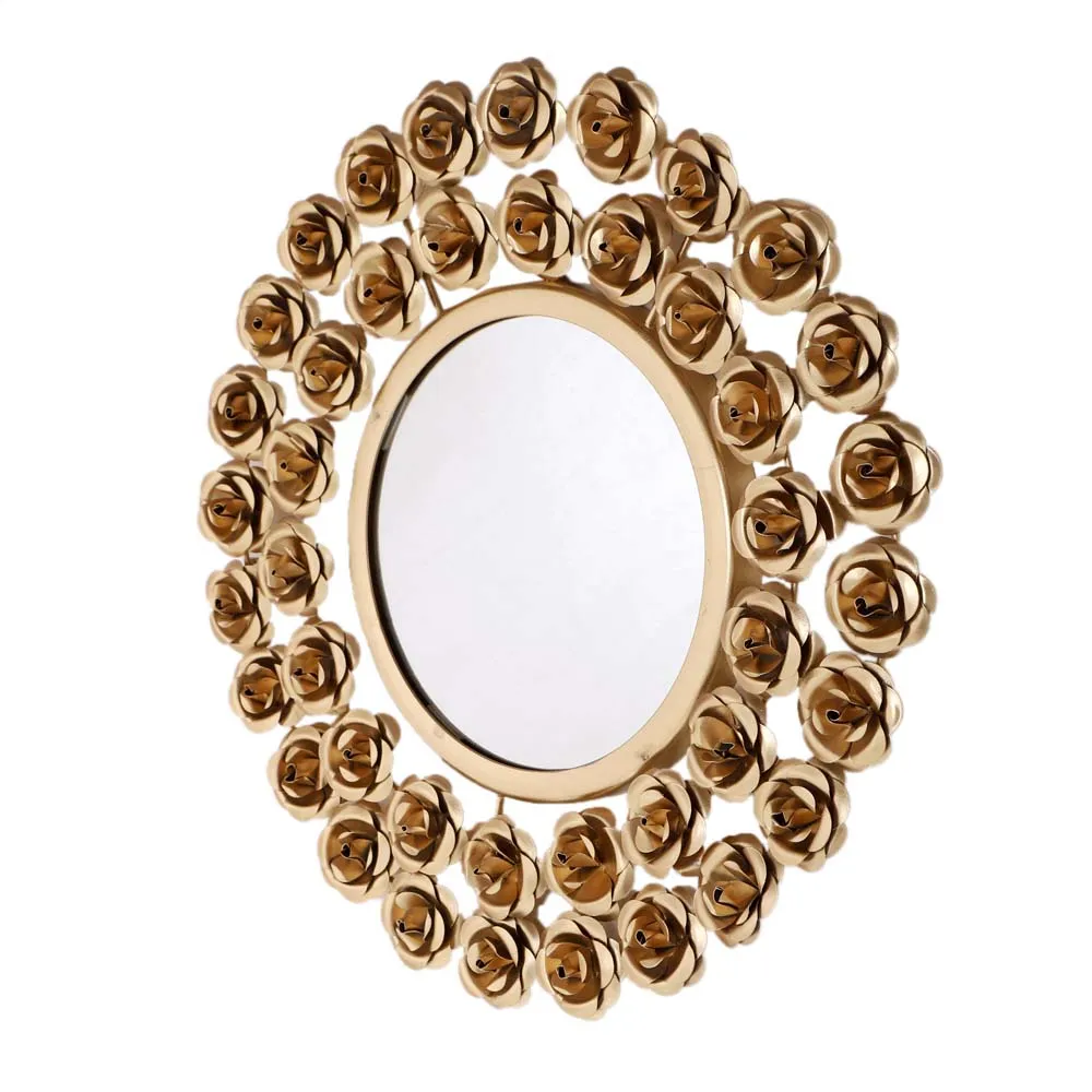 Luxury Golden Floral Edge Decorative Mirror Wall Decor Set Of 2