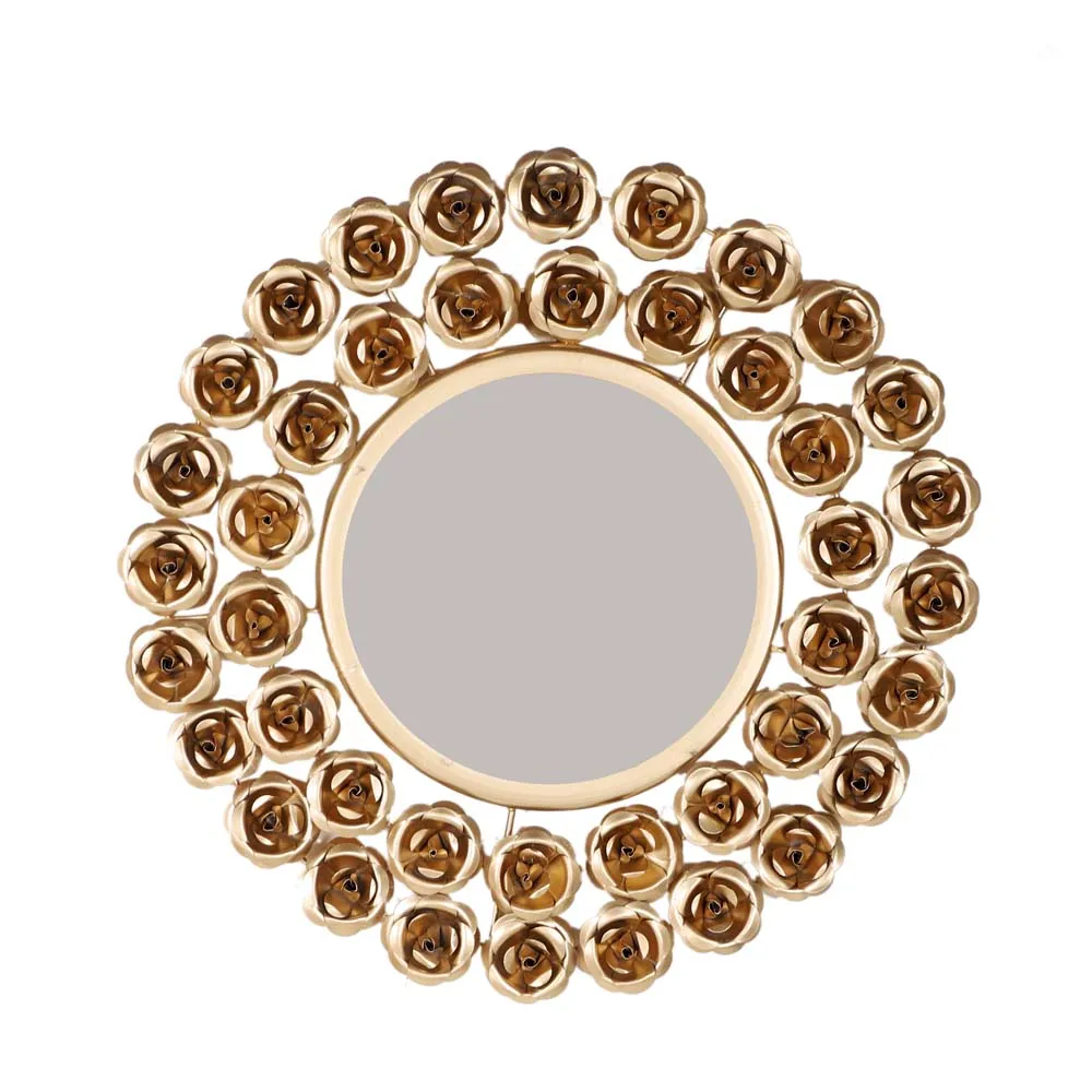 Luxury Golden Floral Edge Decorative Mirror Wall Decor Set Of 2