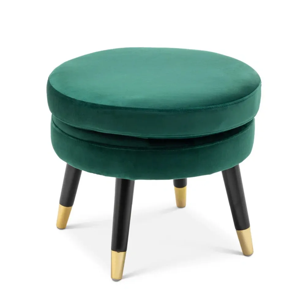 Luxury Green Velvet Lounge Chair With Ottoman