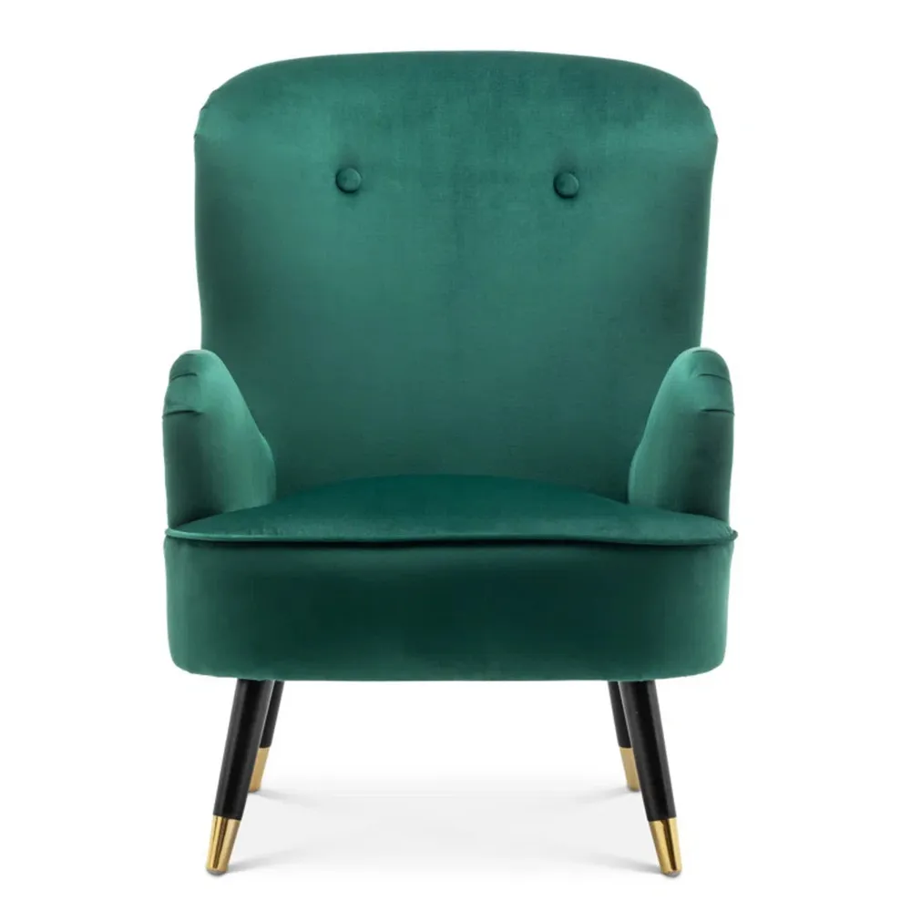 Luxury Green Velvet Lounge Chair With Ottoman
