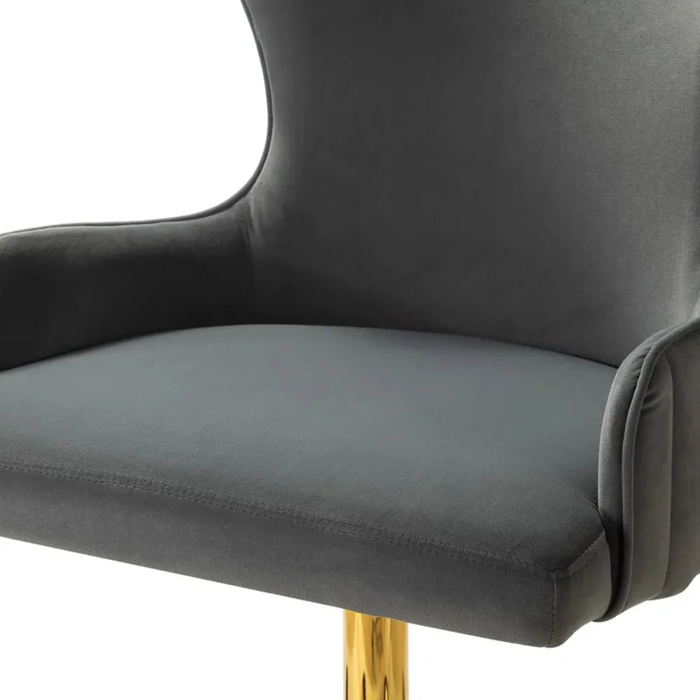 Luxury Grey Velvet Armchair With Golden Base Single Piece