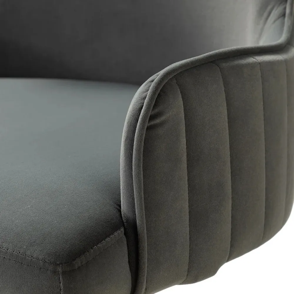 Luxury Grey Velvet Armchair With Golden Base Single Piece