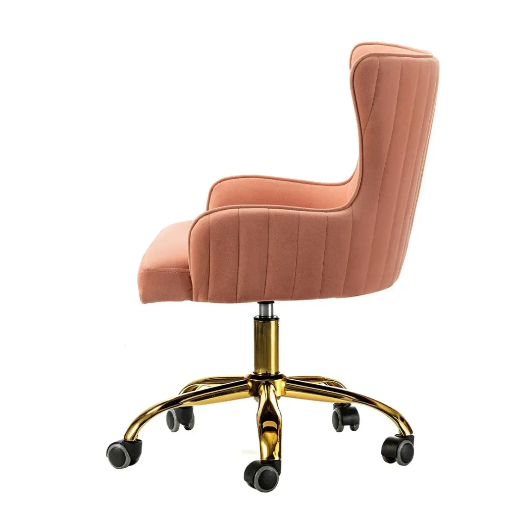 Luxury Pink Velvet Armchair With Golden Base Single