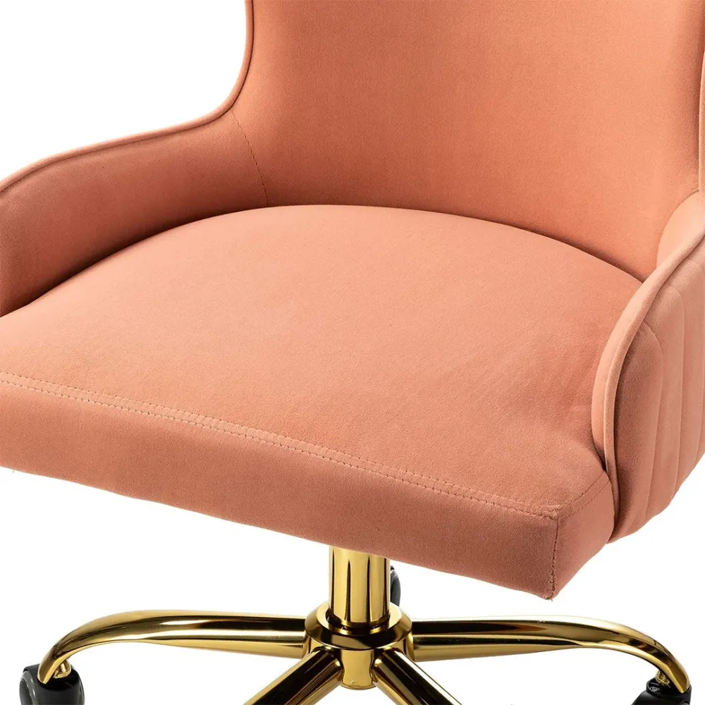 Luxury Pink Velvet Armchair With Golden Base Single