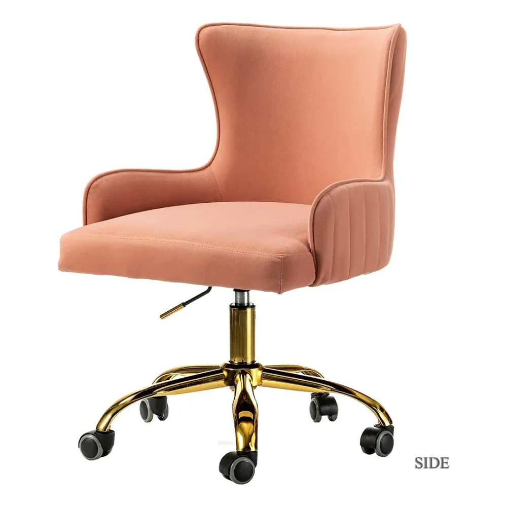 Luxury Pink Velvet Armchair With Golden Base Single