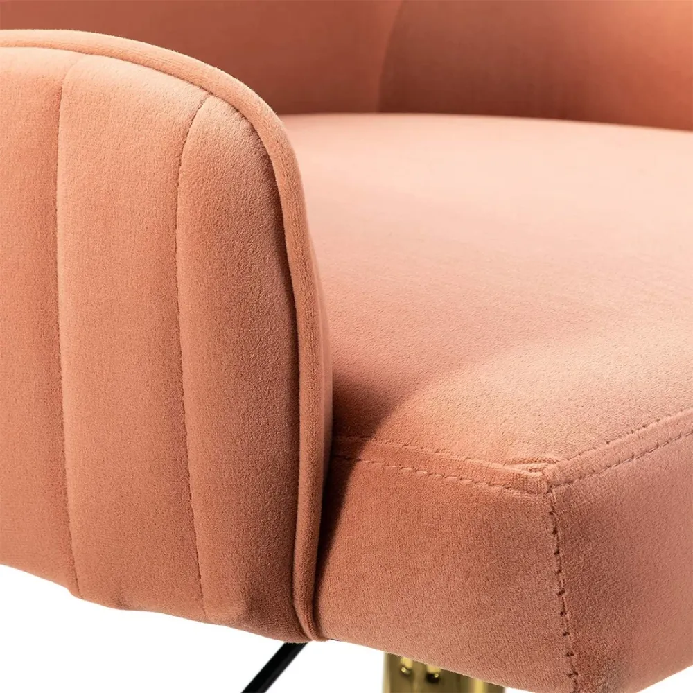 Luxury Pink Velvet Armchair With Golden Base Single
