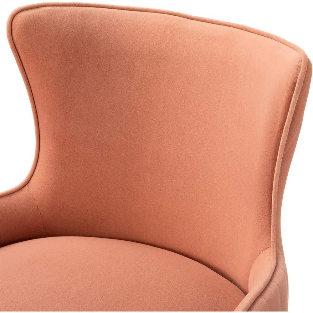 Luxury Pink Velvet Armchair With Golden Base Single