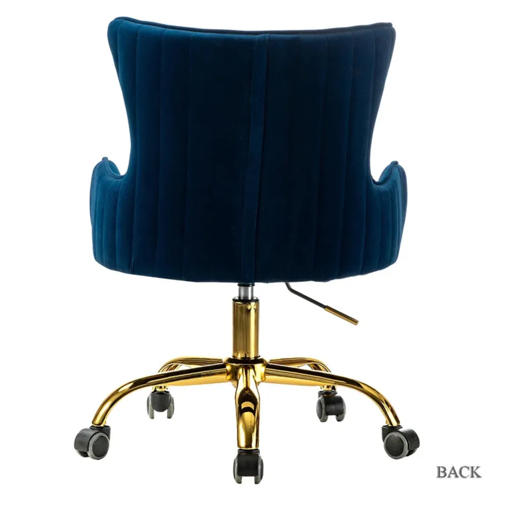 Luxury Royal Blue Velvet Armchair With Golden Base Single Piece