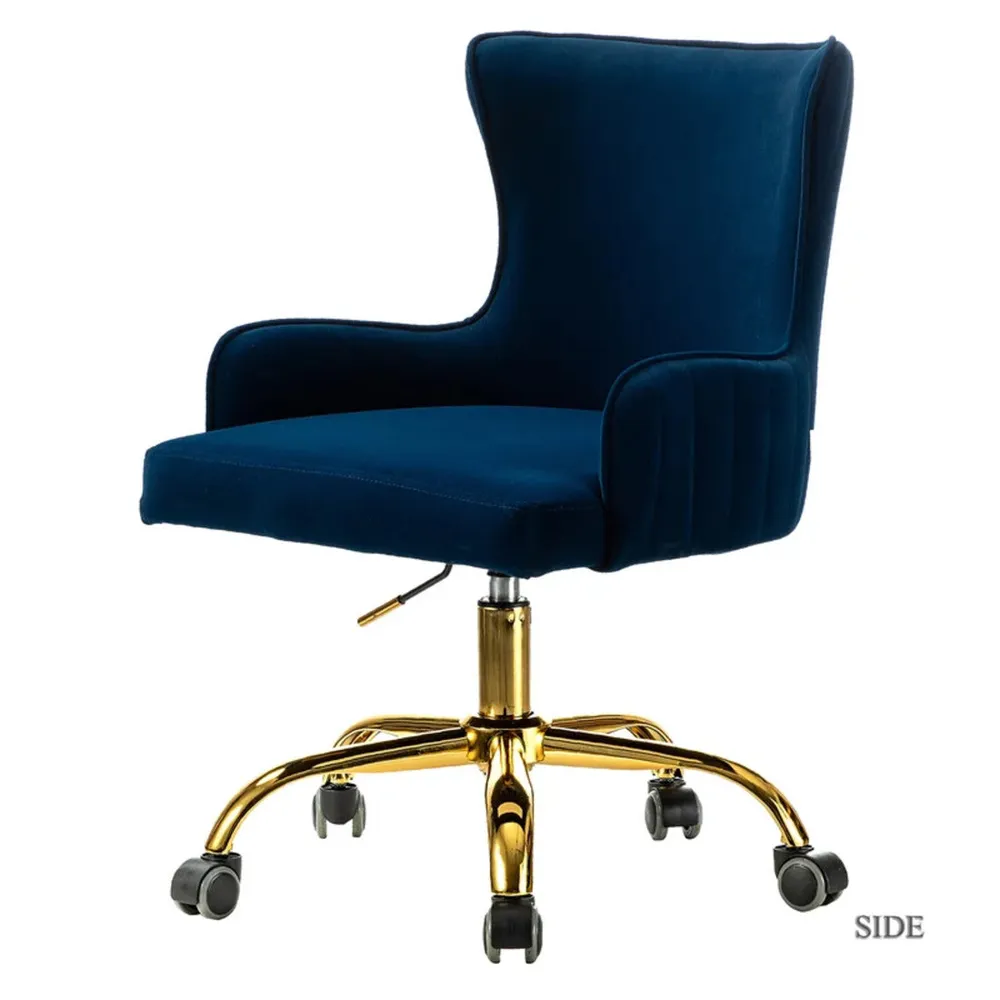 Luxury Royal Blue Velvet Armchair With Golden Base Single Piece