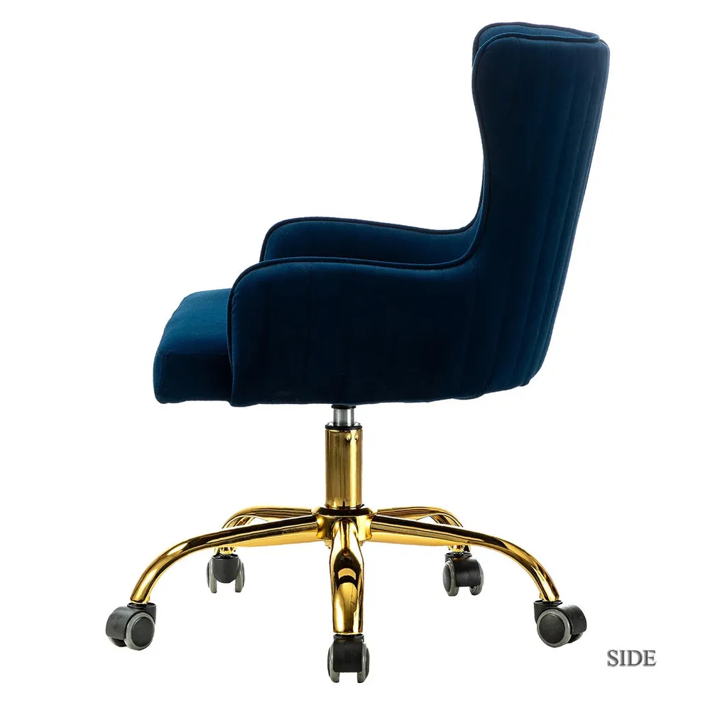 Luxury Royal Blue Velvet Armchair With Golden Base Single Piece