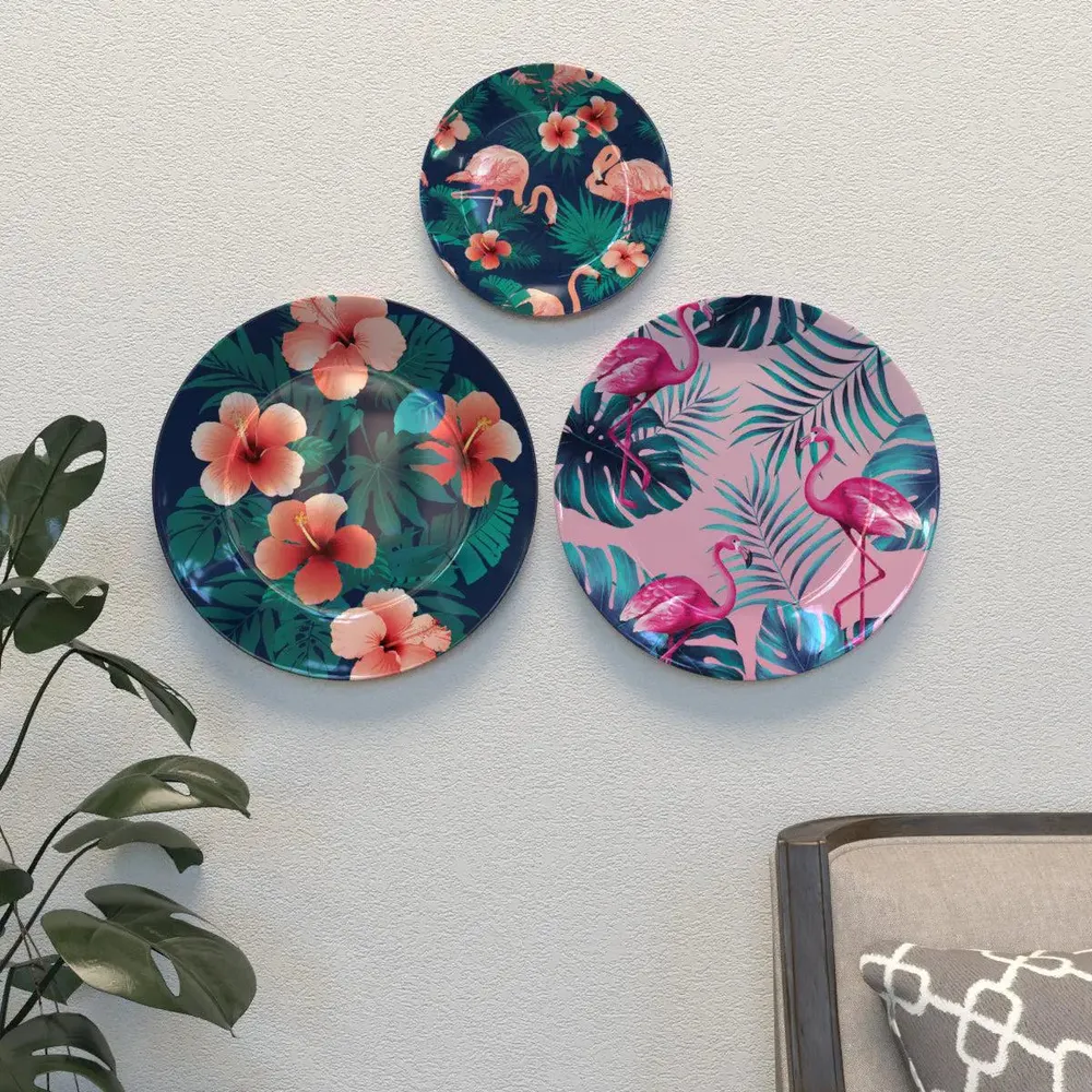 Luxury Wall Plates Flamingos Art Pattern Design, Wall Hanging.