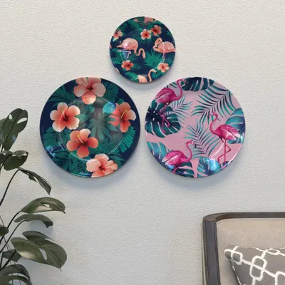 Luxury Wall Plates Flamingos Art Pattern Design, Wall Hanging.