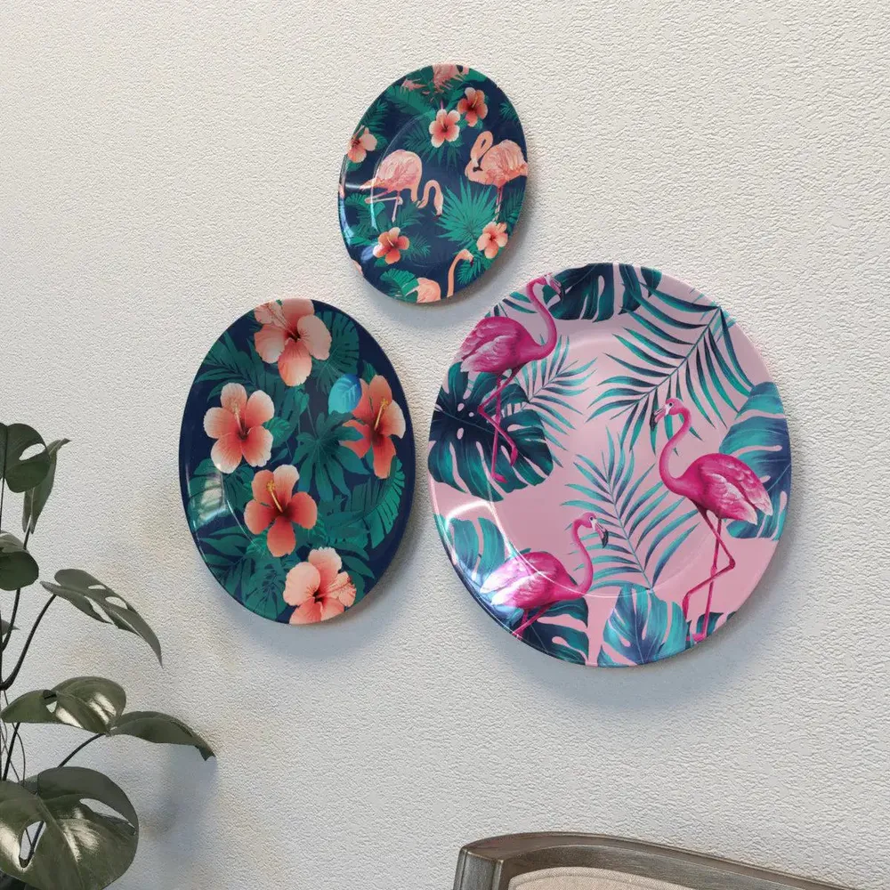 Luxury Wall Plates Flamingos Art Pattern Design, Wall Hanging.