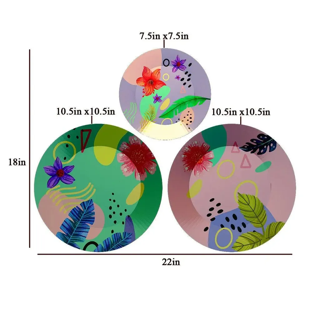 Luxury Wall Plates With Abstract Floral Art Pattern' Ceramic Wall Hanging Plates.