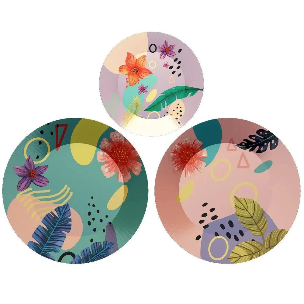 Luxury Wall Plates With Abstract Floral Art Pattern' Ceramic Wall Hanging Plates.