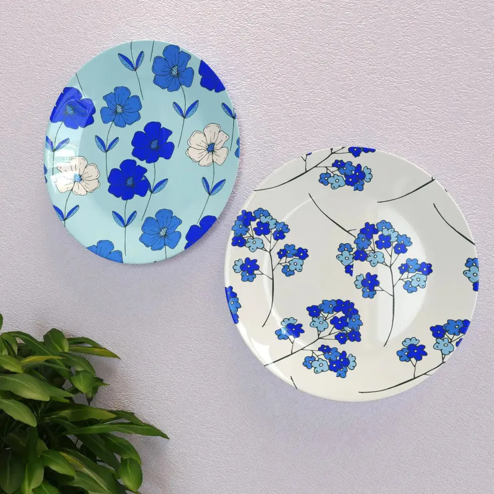 Luxury Wall Plates With Beautiful Flowers Pattern Design, Wall Hanging Plate