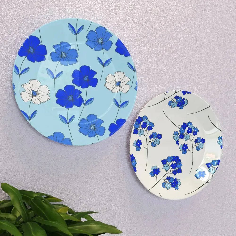 Luxury Wall Plates With Beautiful Flowers Pattern Design, Wall Hanging Plate