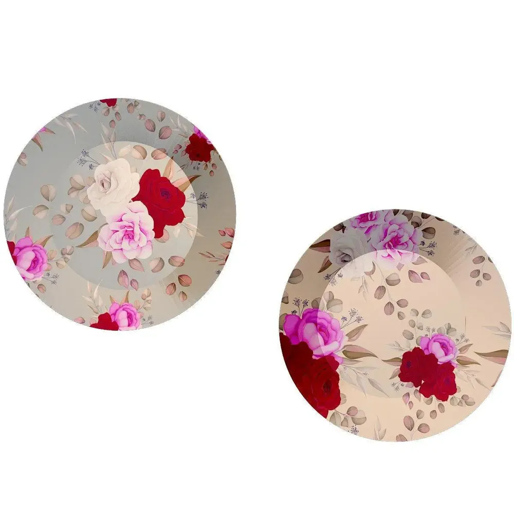 Luxury Wall Plates With Beautiful Rose Flower Pattern Art' Ceramic Plate Wall Hanging.