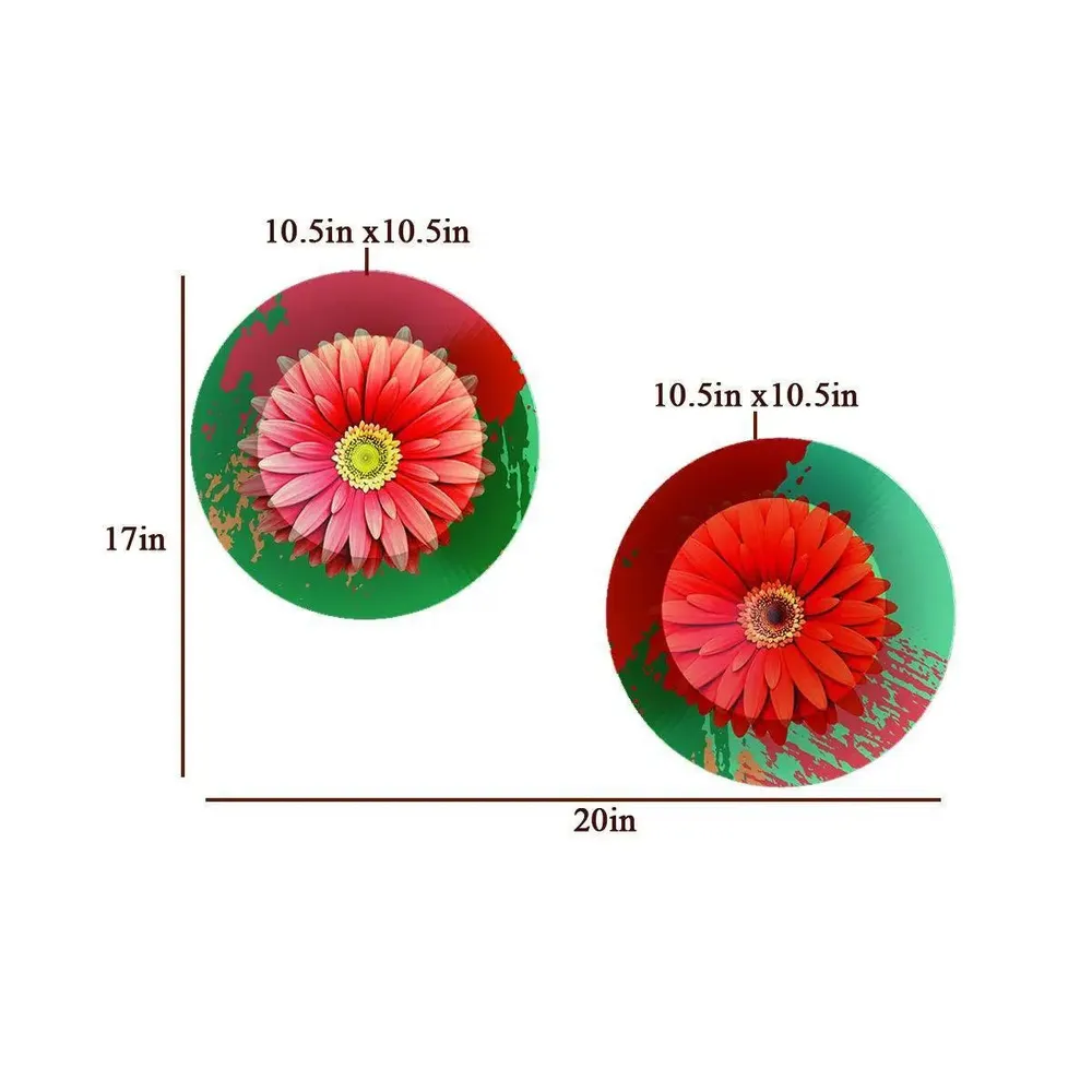 Luxury Wall Plates With Daisy Flower Art Round Shape Ceramic Plate, Wall Hanging.