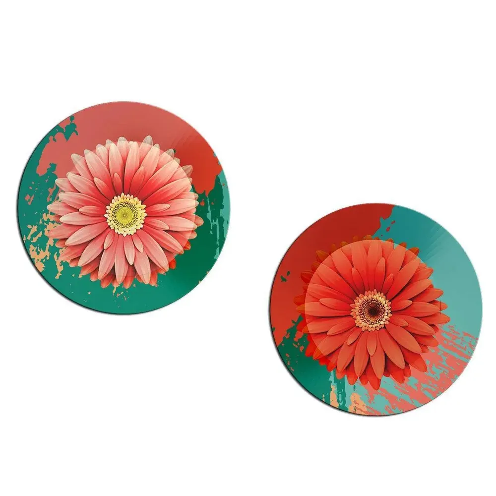 Luxury Wall Plates With Daisy Flower Art Round Shape Ceramic Plate, Wall Hanging.