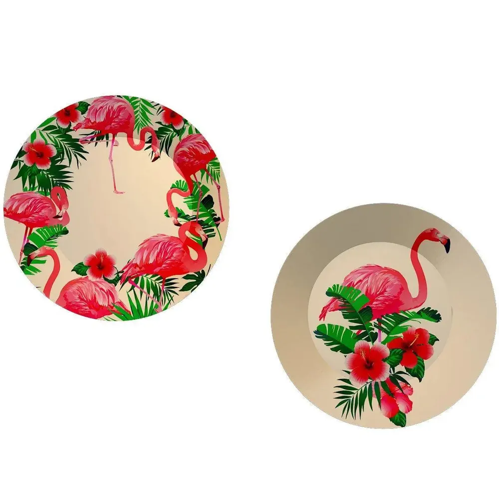 Luxury Wall Plates With Flamingo Flowers Pattern, Wall Hanging.