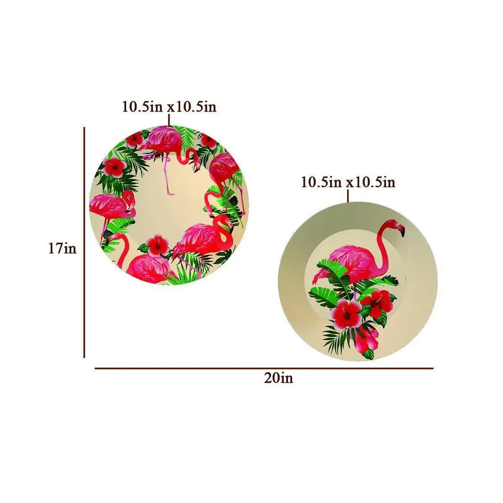 Luxury Wall Plates With Flamingo Flowers Pattern, Wall Hanging.