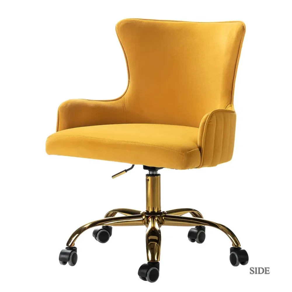 Luxury Yellow Velvet Armchair With Golden Base Single Piece