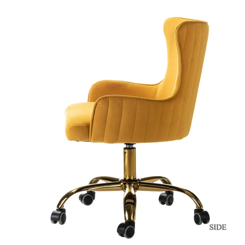 Luxury Yellow Velvet Armchair With Golden Base Single Piece