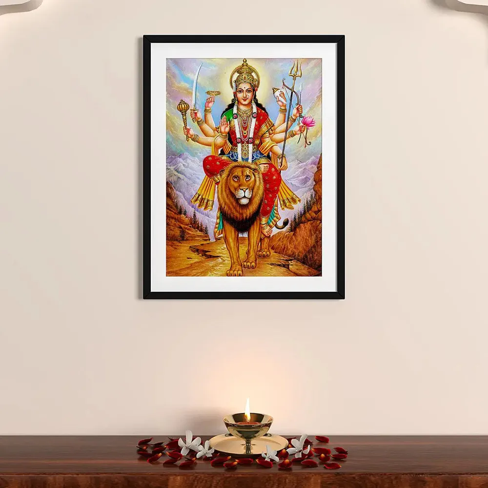 Maa Durga Scenery Framed Wall Painting A4