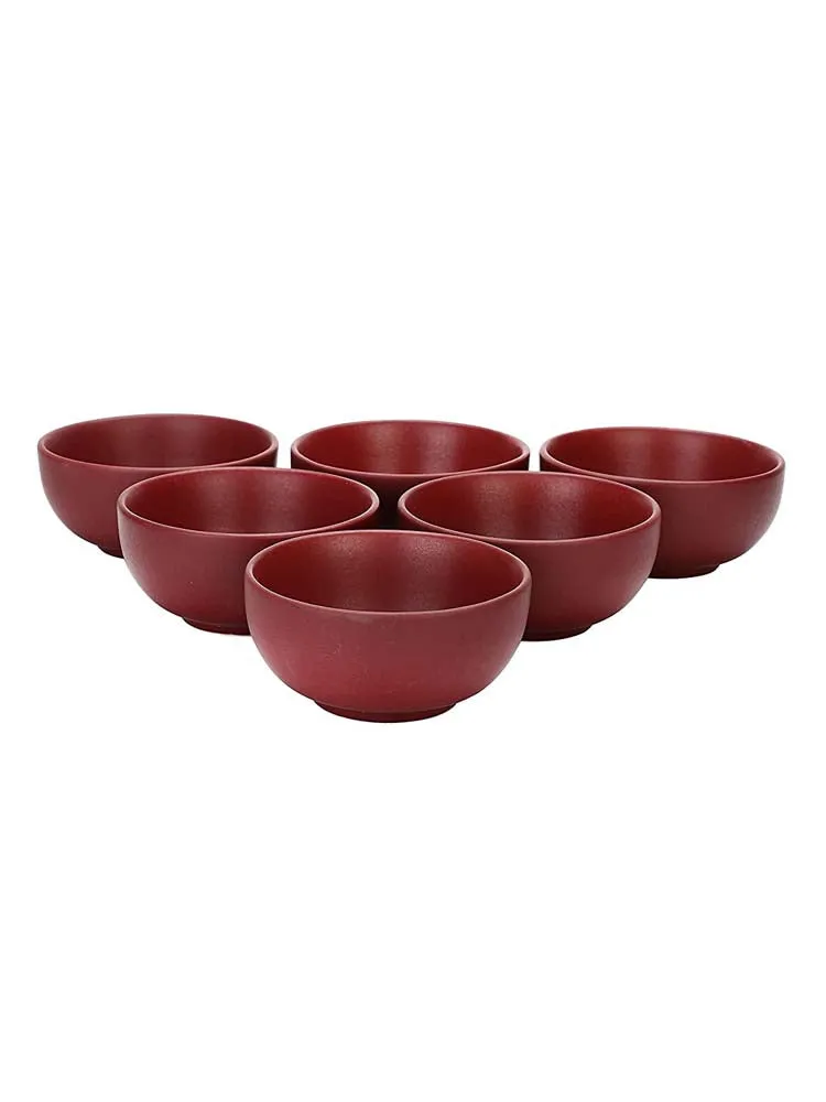 Magenta Matte Finish Ceramic Bowls Set Of 6