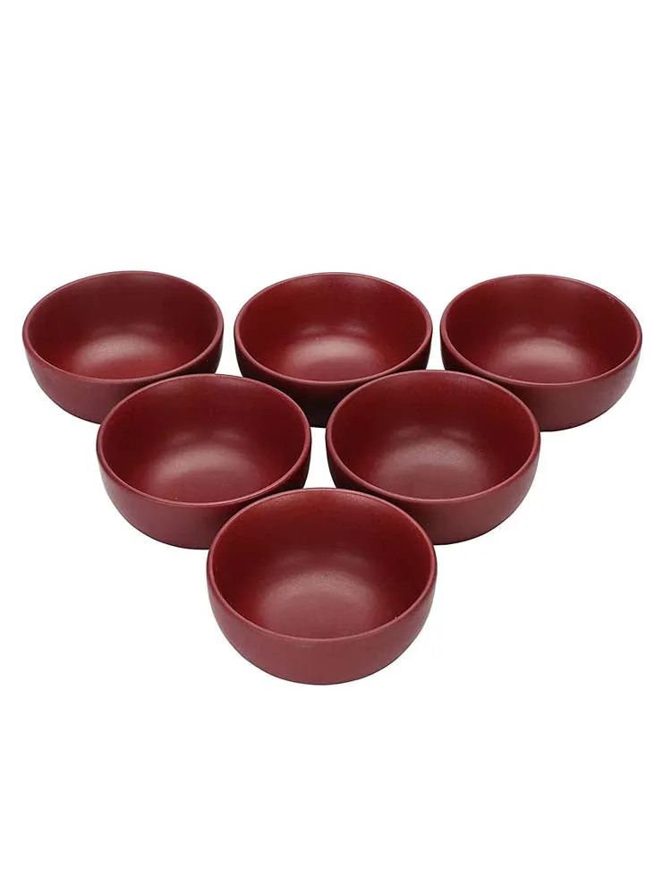 Magenta Matte Finish Ceramic Bowls Set Of 6