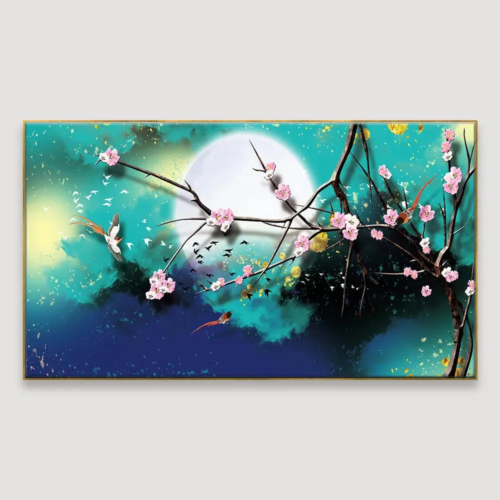 Magical Moon Canvas Framed Wall Art With Frame