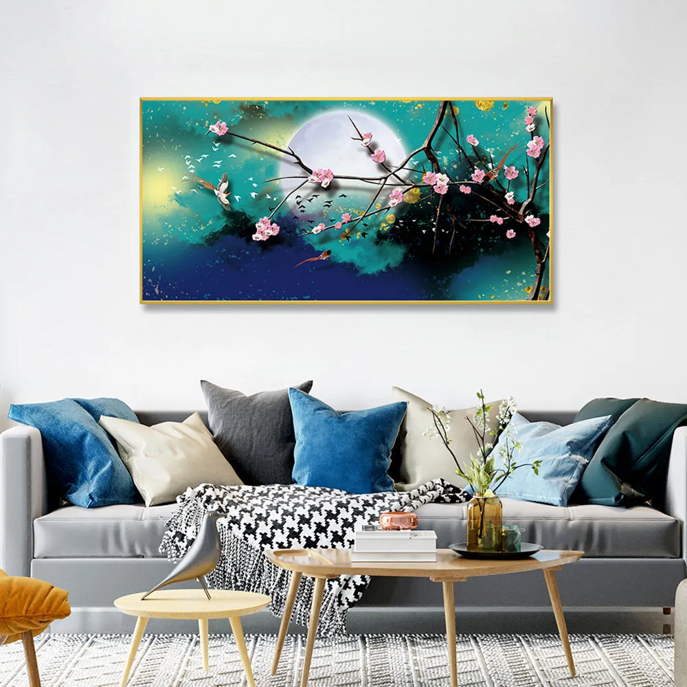 Magical Moon Canvas Framed Wall Art With Frame