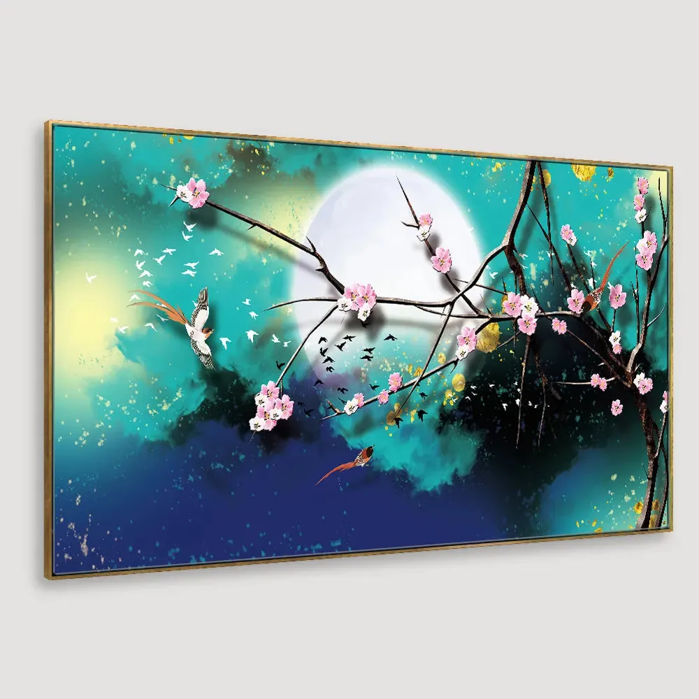 Magical Moon Canvas Framed Wall Art With Frame