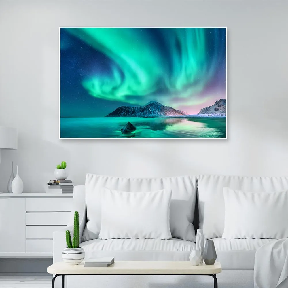 Magnificent Nothern Lights Framed Wall art With Floating Frame
