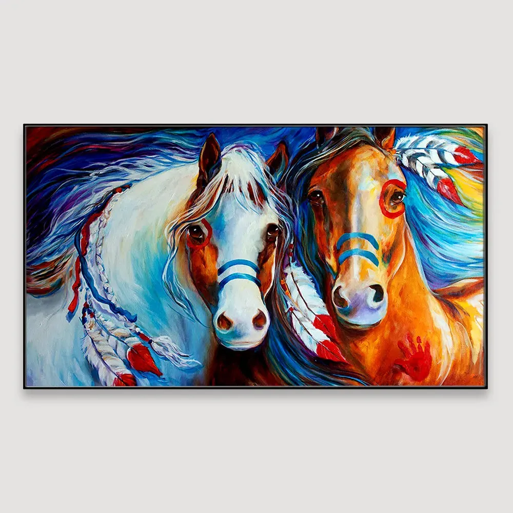 Majestic Horses Canvas Wall Painting With Wood Frame