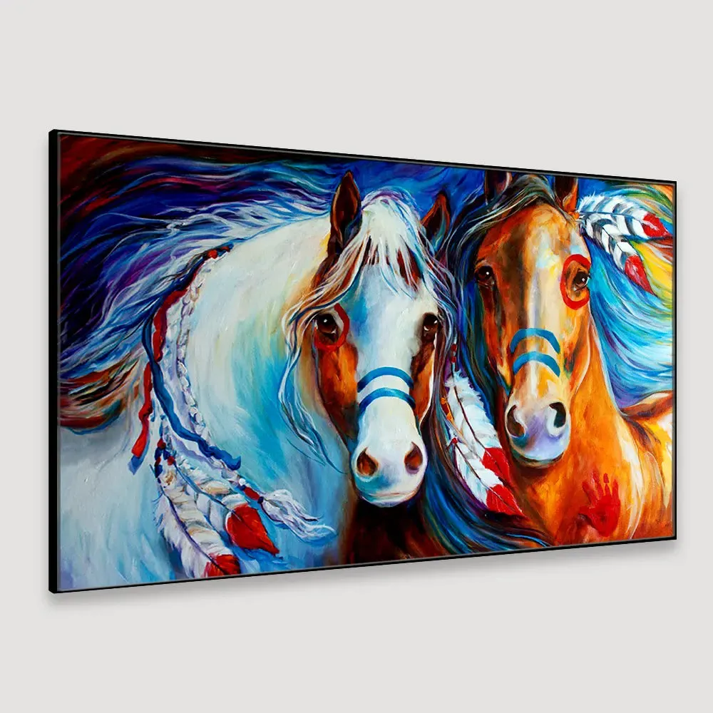 Majestic Horses Canvas Wall Painting With Wood Frame