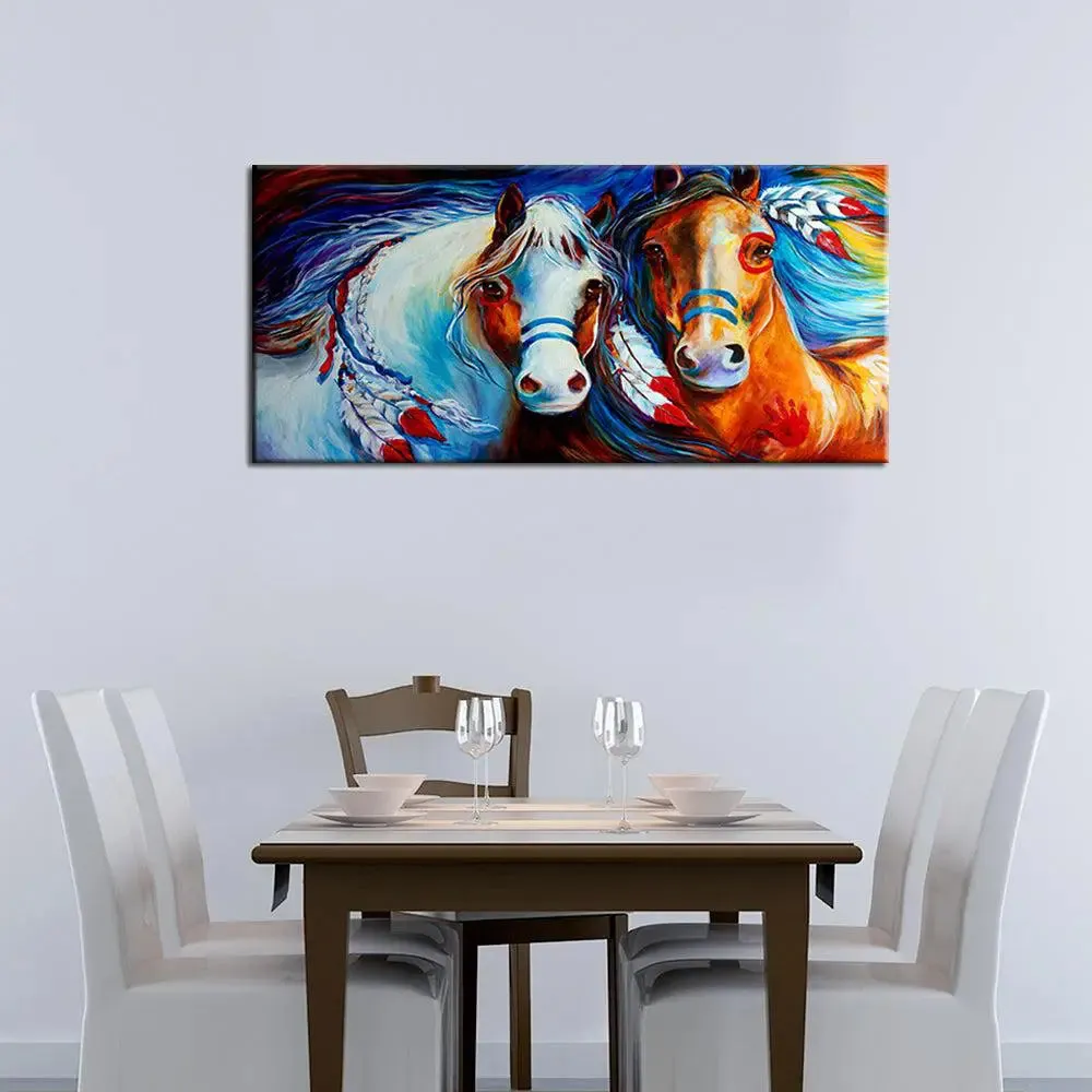 Majestic Horses Canvas Wall Painting With Wood Frame