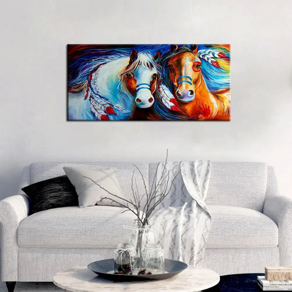 Majestic Horses Canvas Wall Painting With Wood Frame