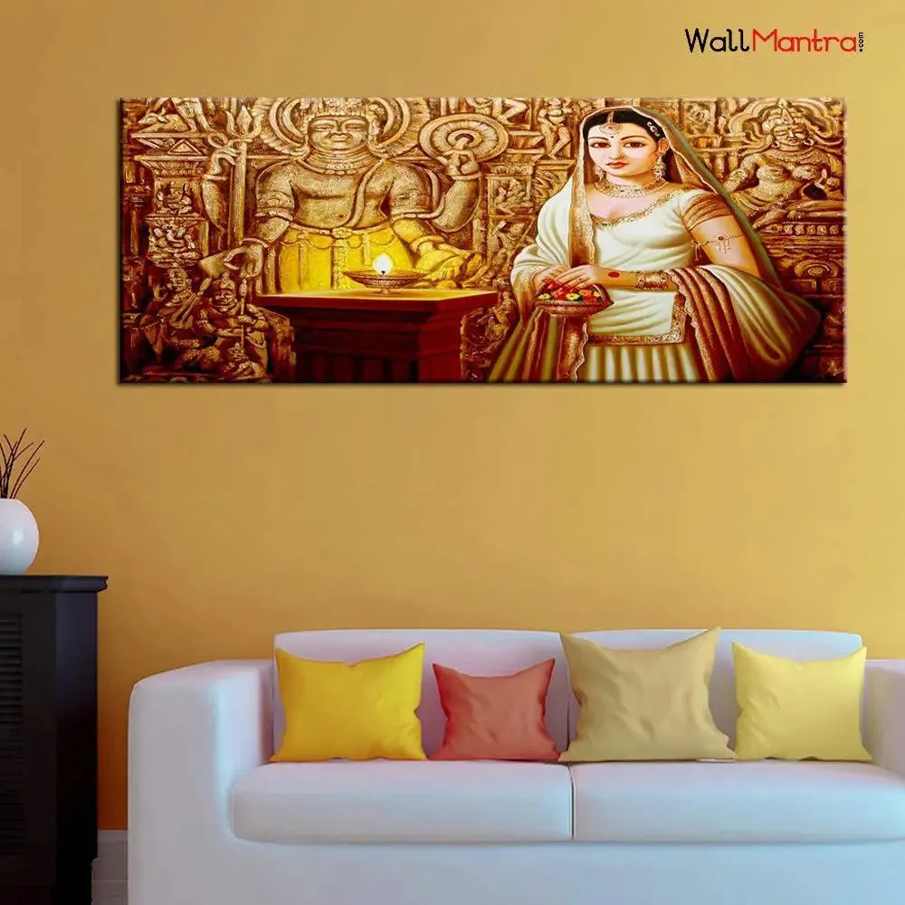 Majestic Indian Princess Canvas Painting With Wood Frame