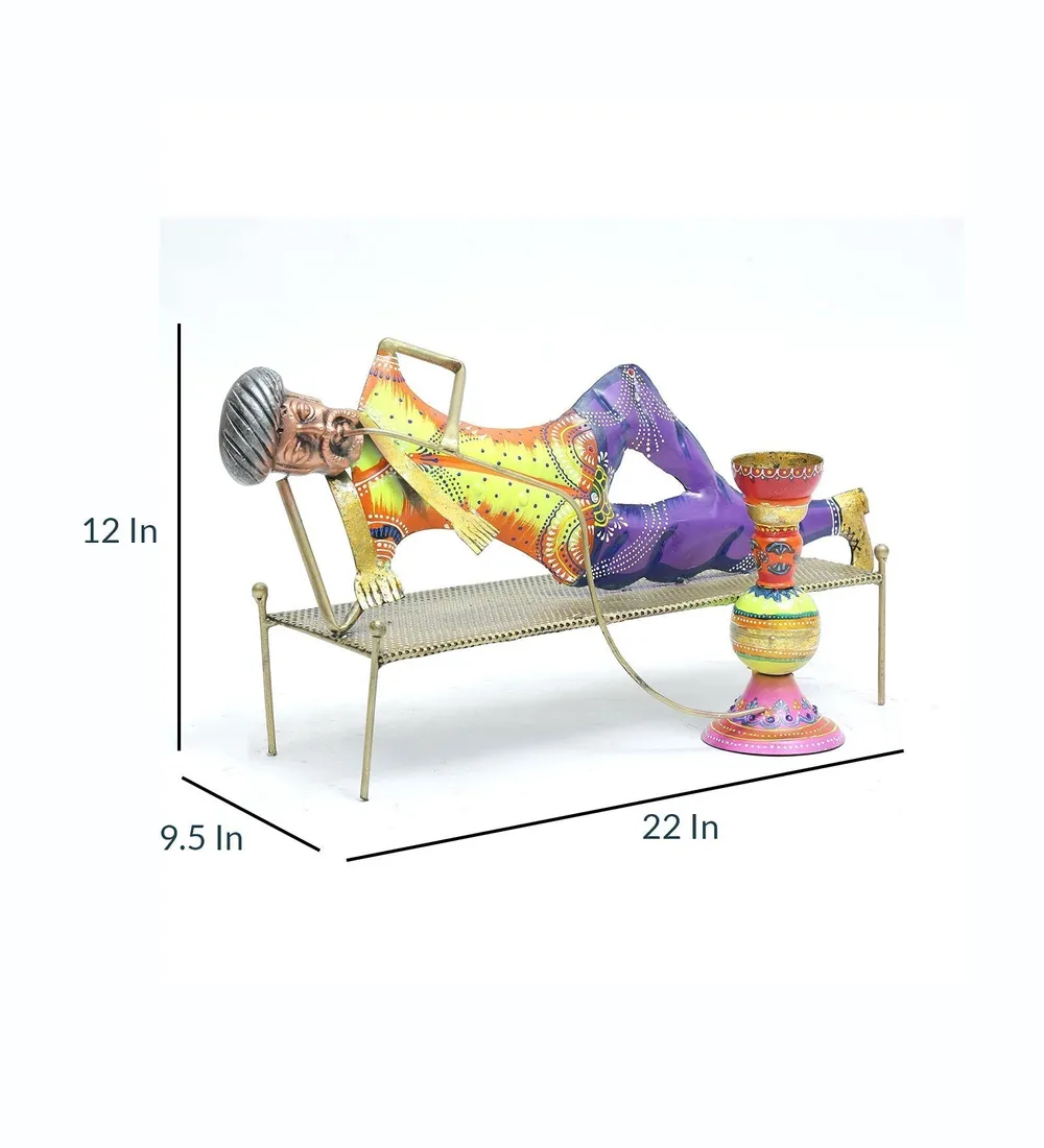Man With Hookah Rajasthani Art Human Figurine / Showpiece