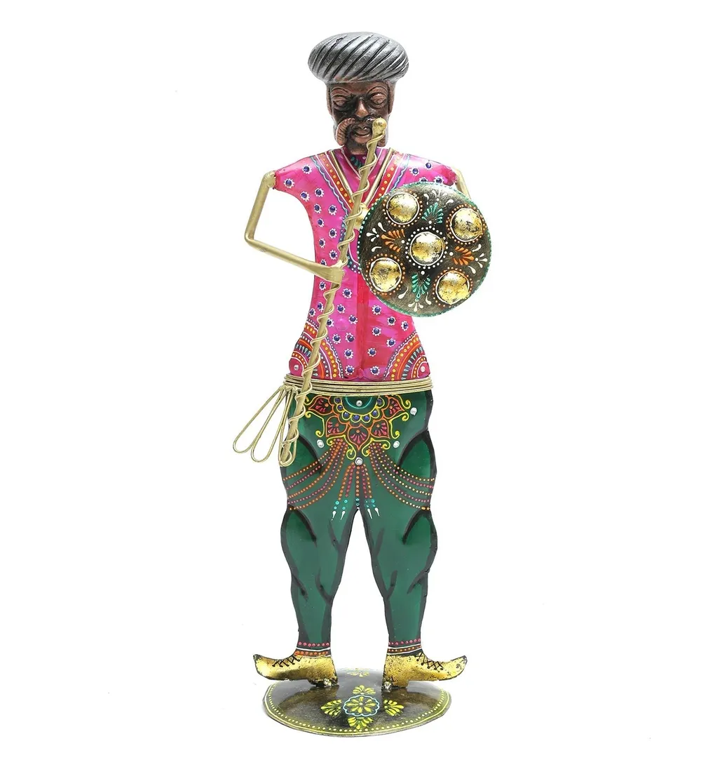 Man With Shield Rajasthani Art Human Figurine / Showpiece
