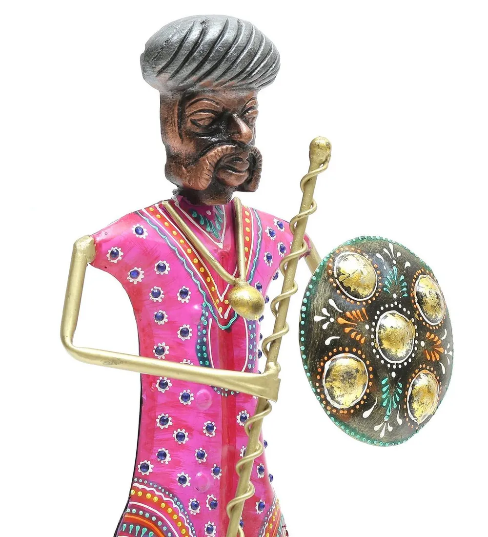 Man With Shield Rajasthani Art Human Figurine / Showpiece