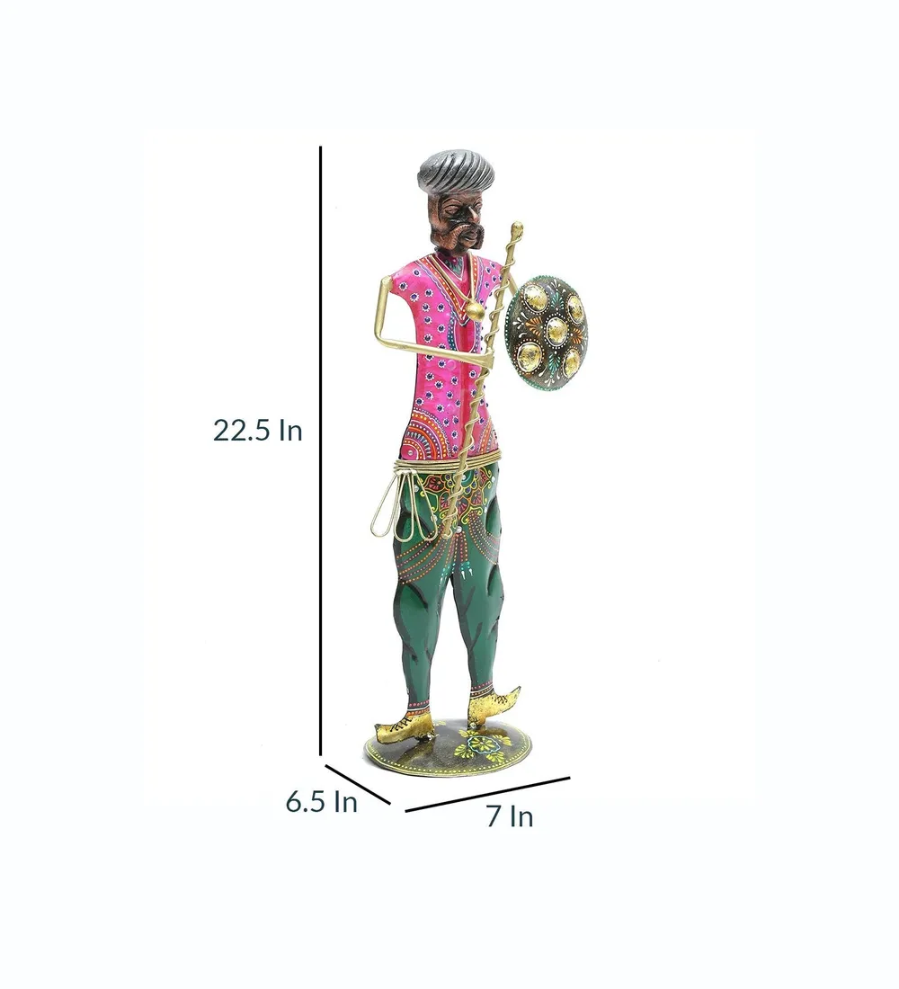 Man With Shield Rajasthani Art Human Figurine / Showpiece